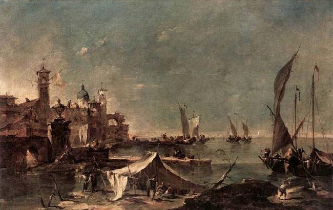 GUARDI, Francesco Landscape with a Fisherman-s Tent